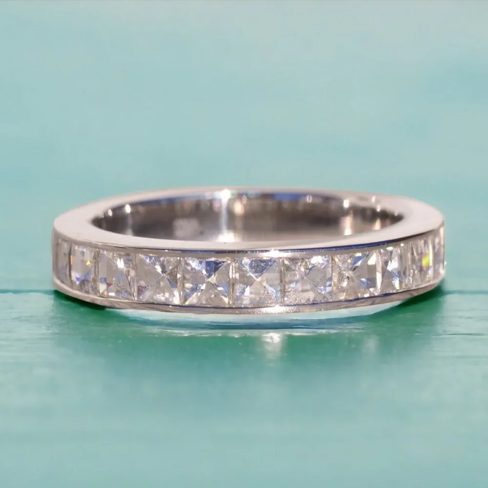 Designer Signed Blaze Cut Natural Diamond Band in White Gold - Picture 10 of 10